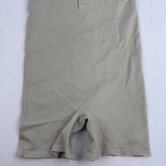 Colsie Racerback One Piece Romper Henley Waffle Knit Stretch Beige/Taupe Sz L - Picture 4 of 13